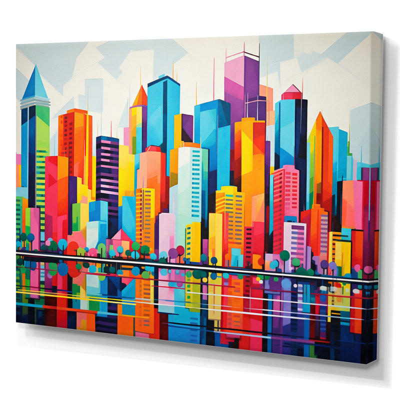 «Pop Miami Cityscape II», reproduction sur toile, H 12 po x l 20 po x P 1 po, Toile tendue