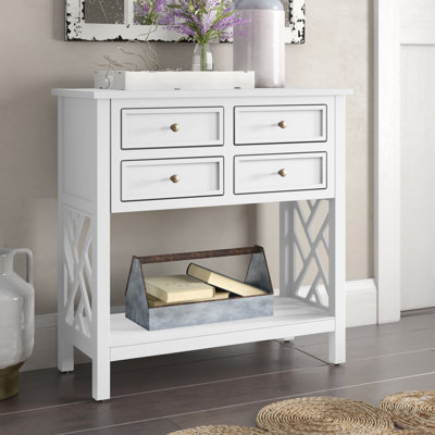 Lund 32" Wide Wooden Entryway Console Table with 4 Drawers and 1 Shelf