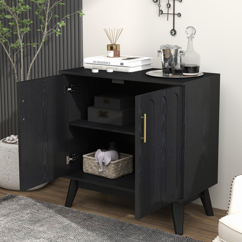 Armoire de rangement décorative 2 portes avec tablettes réglables, Noir