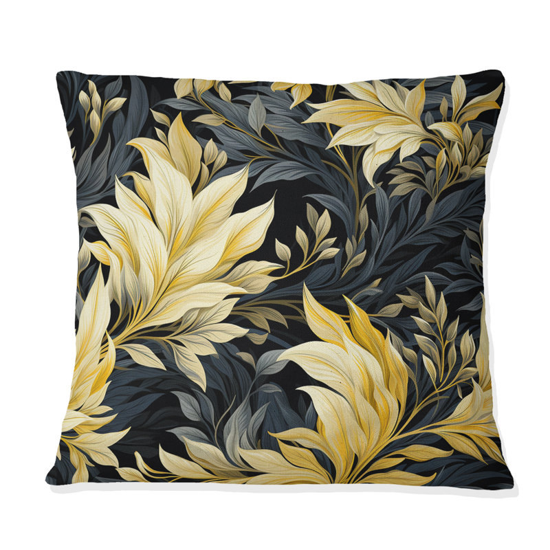 Motif de plantes tropicales jaunes et bleues - Coussin Abstrait corail multicolore abstrait - Coussin décoratif