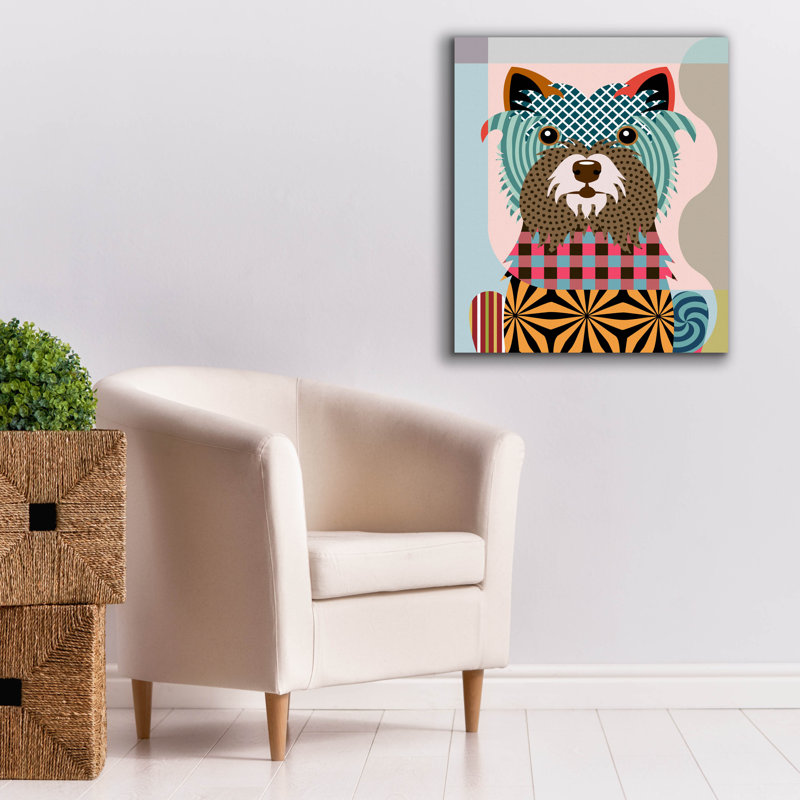 «Cairn Terrier» par Lanre Adefioyue, H 30 po x l 26 po x P 1,5 po