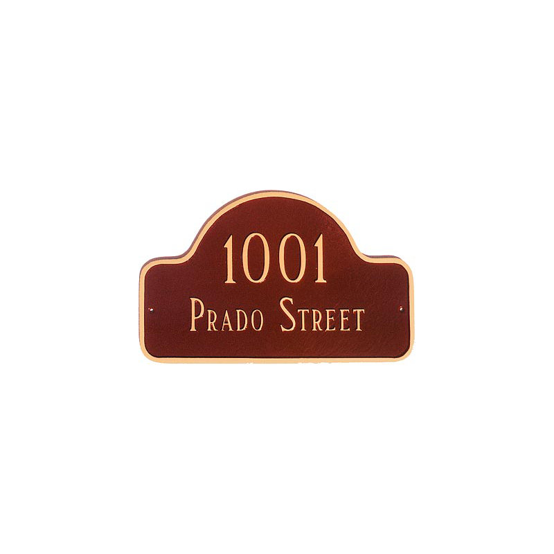 Lexington 2-Line Lawn Address Sign, Brick Red/Gold