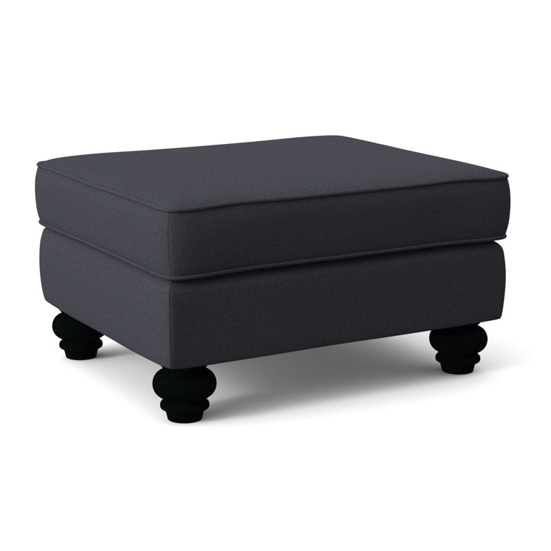 Lowell Ottoman, Taupe Plaid; 0126-73, Black Finish