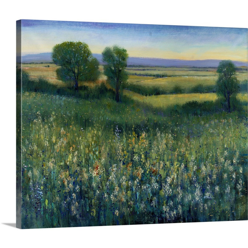 «Hillside in Bloom», peinture sur toile, Toile tendue, H 20 po x l 24 po x p 1,25 po