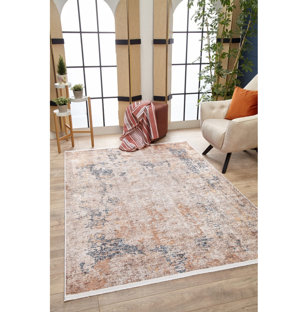 Teppich Dariene aus Baumwolle in Beige