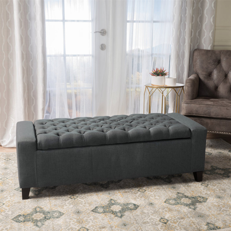 Bedroom Bench Entryway Bench Bedroom Storage Bench Upholstered Storage Bench, Dark Gray