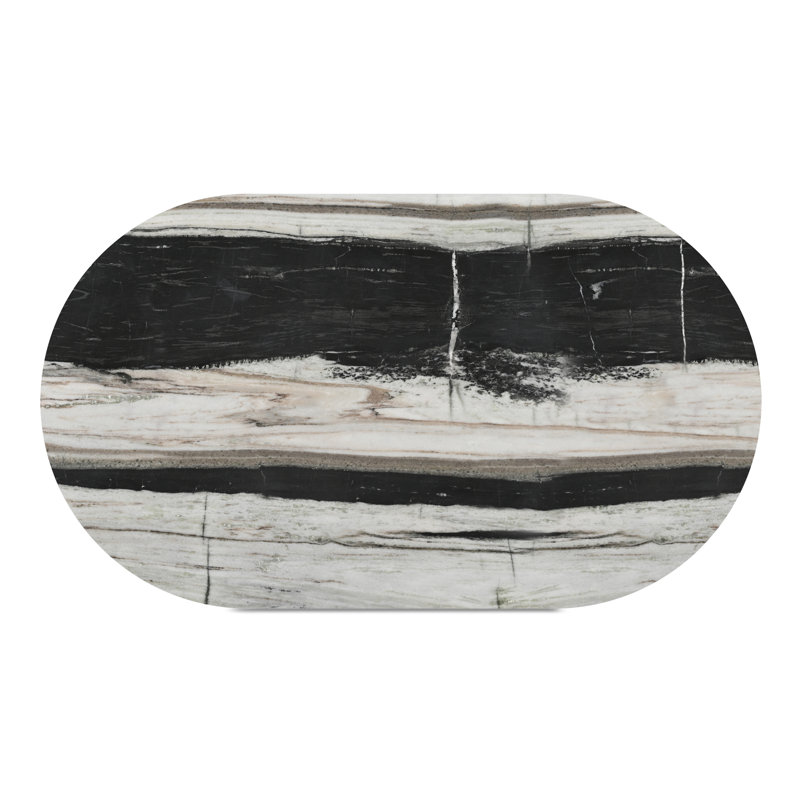 Arian 72'' Oval Marble Dining Table, Panda