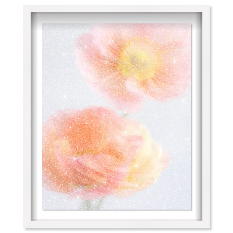 Hazy Camelias Print by Oliver Gal, 17.5"H x 21.5"W, White Shadowbox