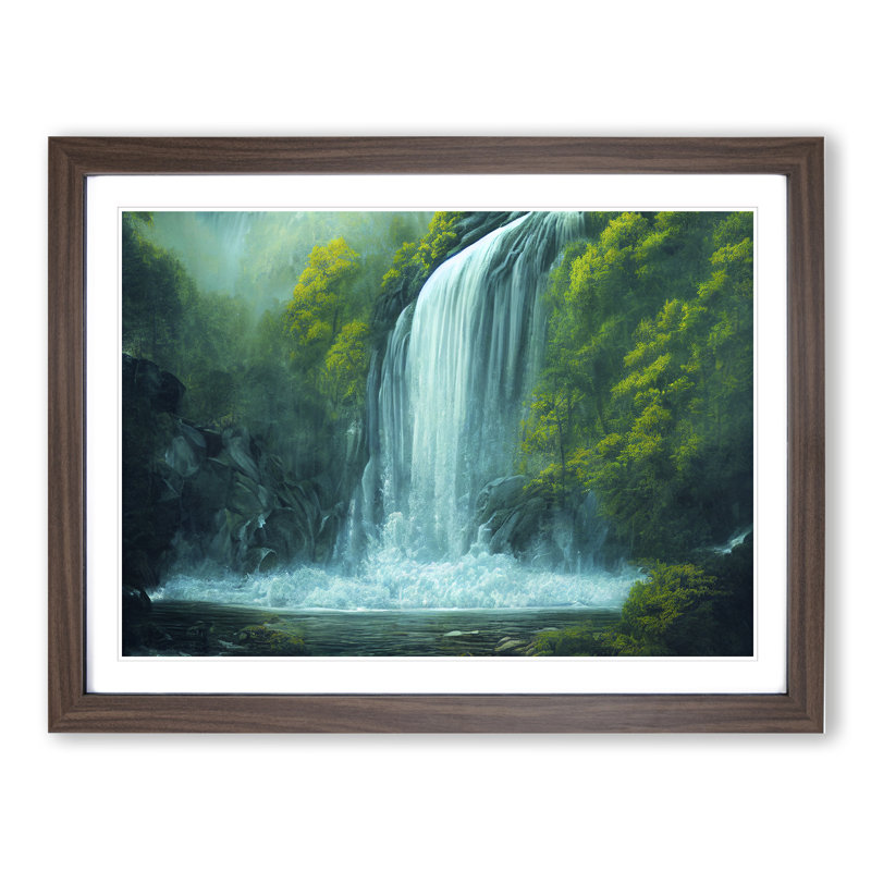 Soulful Waterfall - Framed Print, 46cm H x 64cm W x 2cm D, Walnut
