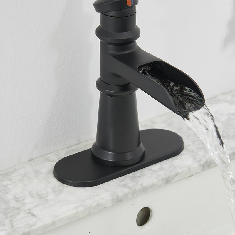 Matte Black Single Handle Bathroom Faucet with Pop-Up Drain