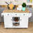 Modern Rolling Wooden Kitchen Cart with Storage Cabinets, Drawers and Drop-Leaf-106721614