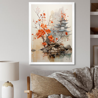 Arbre rouge, art asiatique, paysage I - art asiatique sur toile