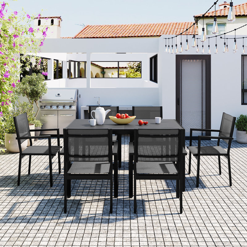 Ensemble de table et chaises d'extérieur en acier de haute qualité - Design moderne pour patio / balcon, Gris