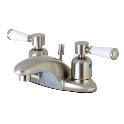 Kingston Brass Paris Two-Handle 3-Hole Deck Mount 4" Centerset Bathroom Faucet with Plastic Pop-Up