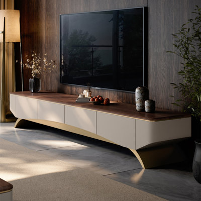 Meuble télé en bois massif de luxe clair
