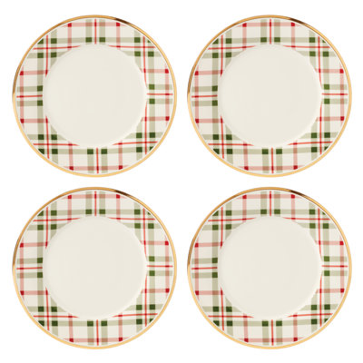 Holiday Plaid Dinner Plates, Set of 4