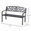 Banc d'extérieur 50 po, banc de jardin en métal avec dossier à motif floral, banc de véranda avec siège à lattes pour parc, cour