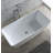 Simple White Rectangular Artificial Stone Bathtub 59'' W 21.8'' H Frameless Offset Curved Tub & Shower Kit