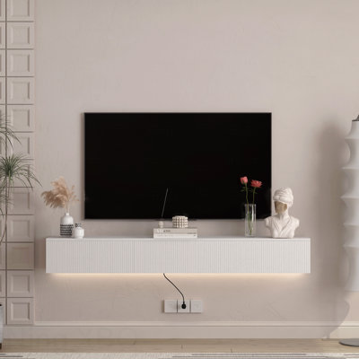 Floating TV Stand For Tvs Up To 69" Wall Mounted With 16 Color Leds,69" Modern TV Stand, Floating TV Cabinet Entertainment Center For 55 60 65 Inch TV