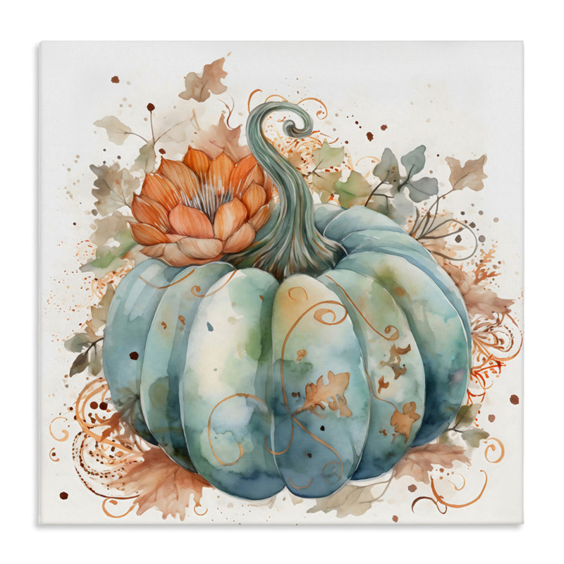 Boho Pumpkin & Blossom Canvas, design par Creative Studio, H 17 po x l 17 po