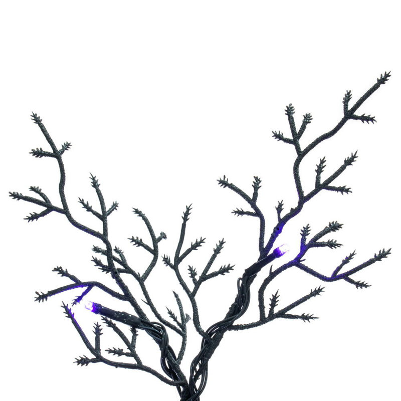 Arbre d'Halloween en cèdre noir Primrue pré-éclairé avec 160 lumières orange et mauves., H 84 po x l 38 po x P 38 po