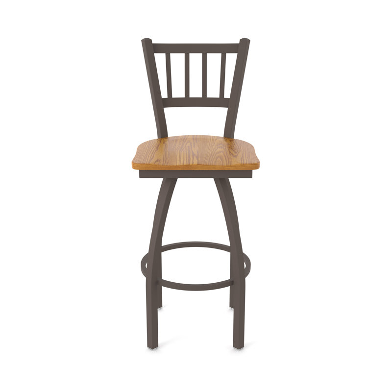 Tabouret de bar rotatif 25 po Nicolai, Bronze, Bois - Chêne moyen, Tabouret de bar (siège d’une hauteur de 30 po)