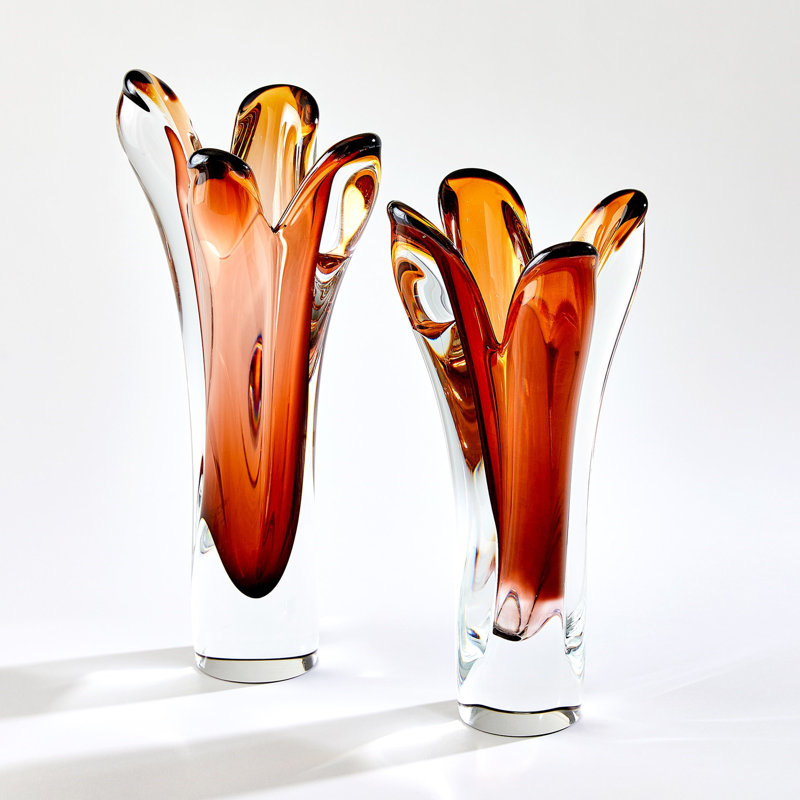 Iris Vase-Dark Amber-Sm, 14" H x 6" W x 6" D