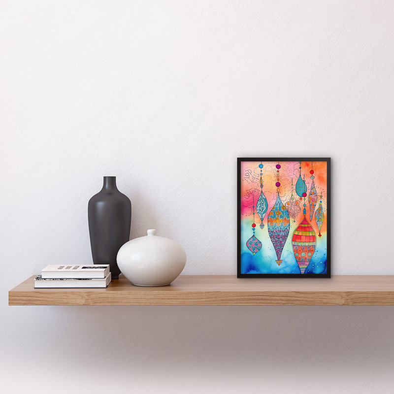 Eid Lanterns Islam Folk Art Artwork Framed Wall Art Print 9X7 Inch