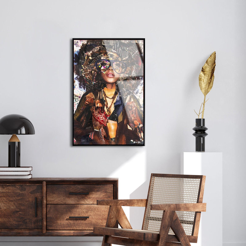 Katy Hirschfeld - Glam Fro Framed Acrylic by Oliver Gal, 16" H x 11" W