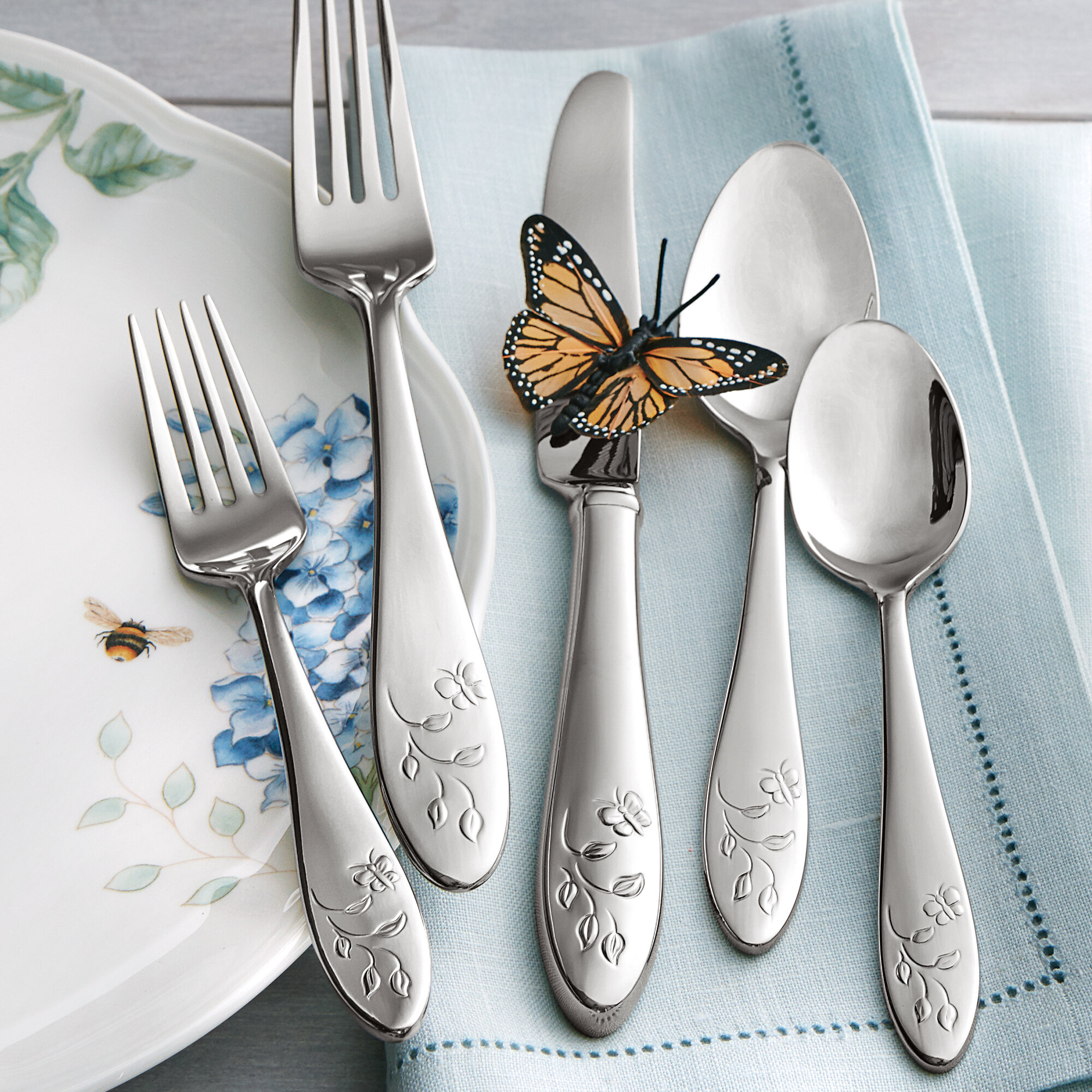 Lenox Butterfly Meadow 18/10 stainless steel dinner for 2 buy flatware set