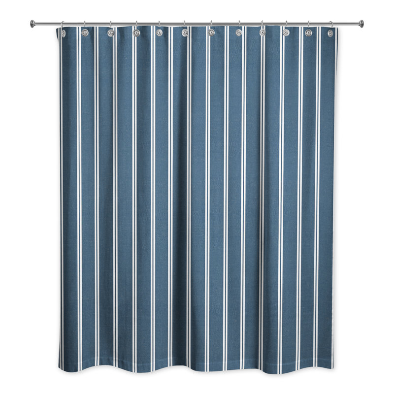 Perine Striped Shower Curtain, Blue