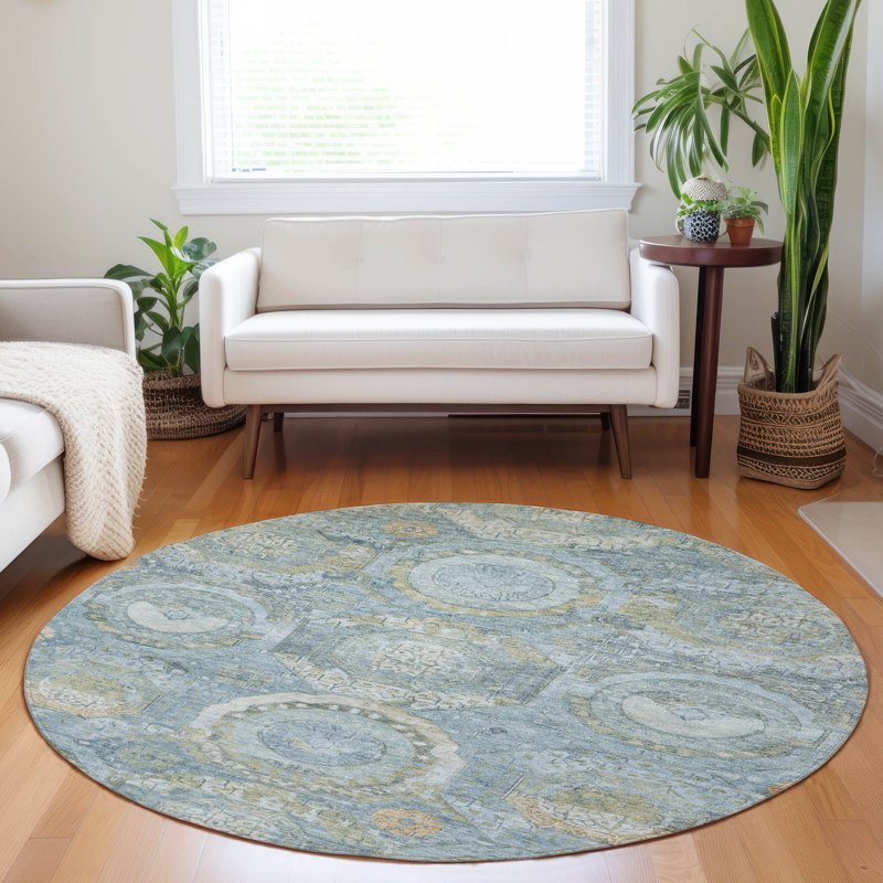 Tapis intérieur / extérieur bleu Savarna - Loomlan, 8 pi x 8 pi