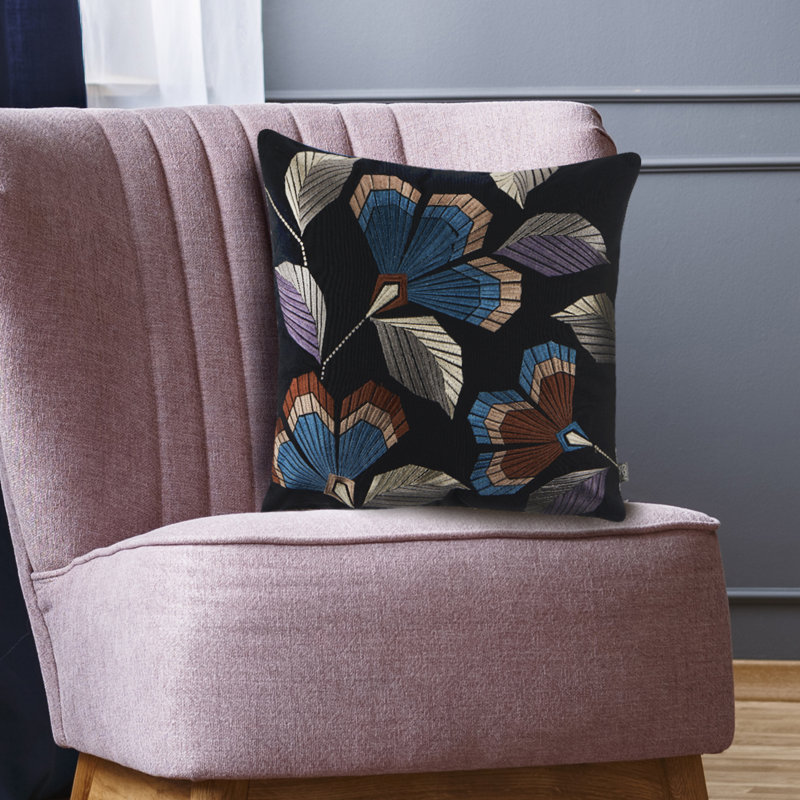 Housse de coussin en coton Janzen, Bleu / gris