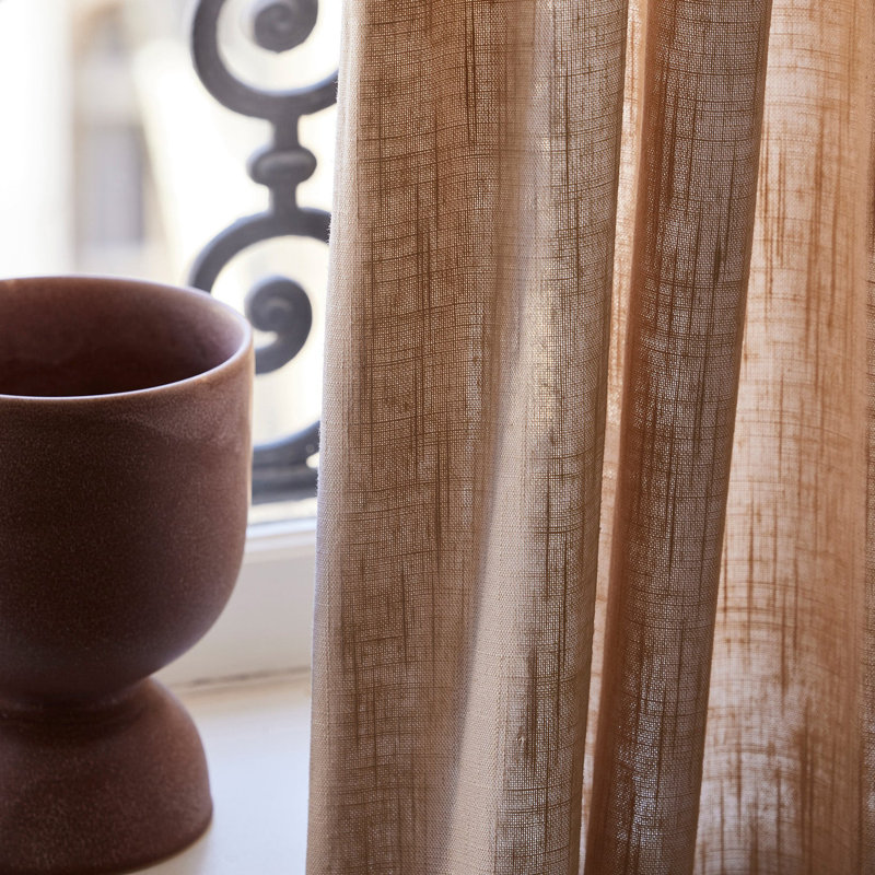 Bellavista Semi Sheer Curtain Single Panel, Width 350 x Drop 280cm, Light Beige