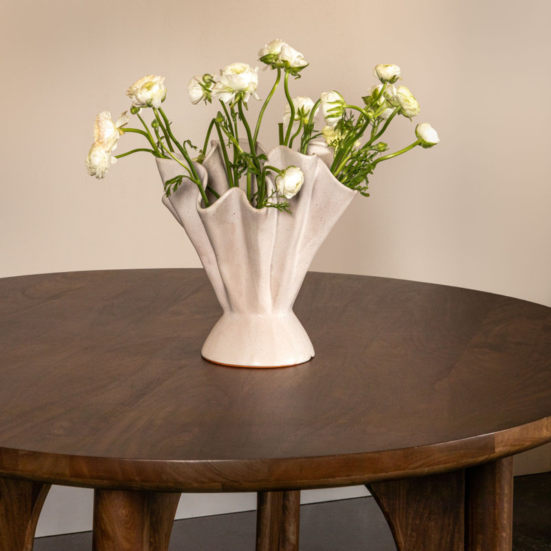 Hopewell Handmade Stoneware Table Vase, Matte Cream