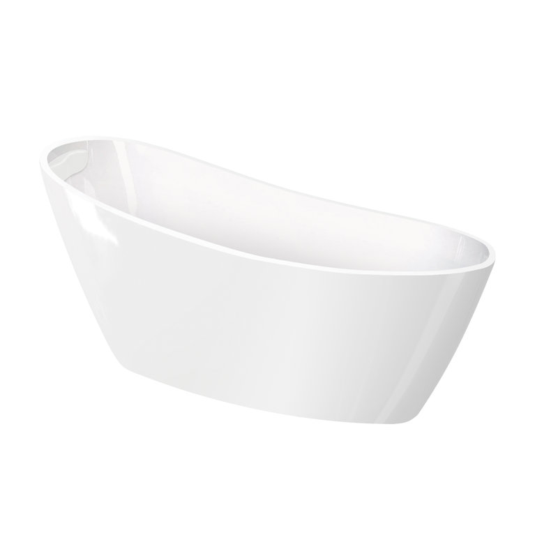 Baignoire de trempage autoportante en acrylique lustré blanc brillant Transali de 59 po Aaliyah