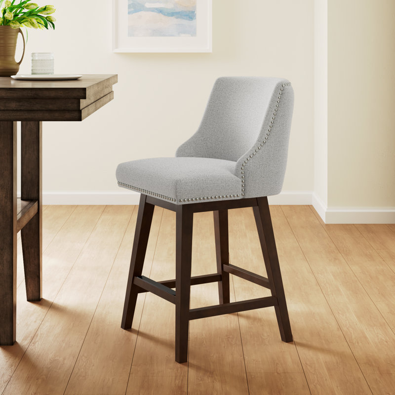 Orbay Swivel Upholstered Counter Stools, Gray Heathered