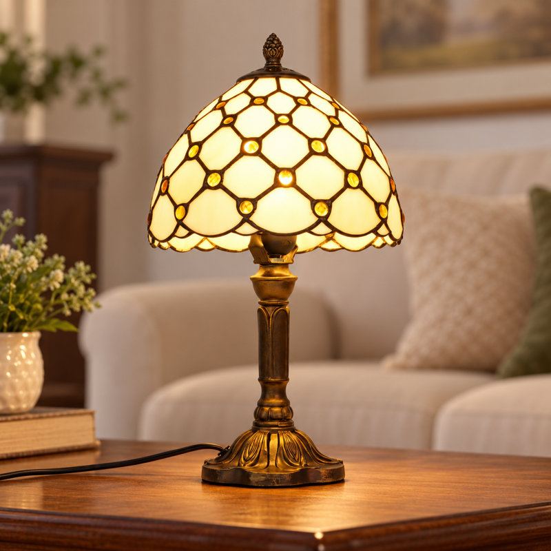 Lampe de table en verre coloré de style Tiffany 13,4 po (ampoule incluse)