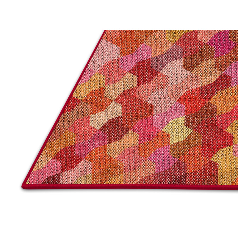 Tapis de zone rouge/rose à motifs, Rectangle 6 pi x 9 pi