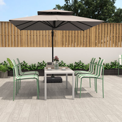 4-Pack Striped Modern Chairs - Sturdy Metal Legs & Waterproof PP Seat, for Cafe, Patio, Balcony Indoor/Outdoor Use(Without table)