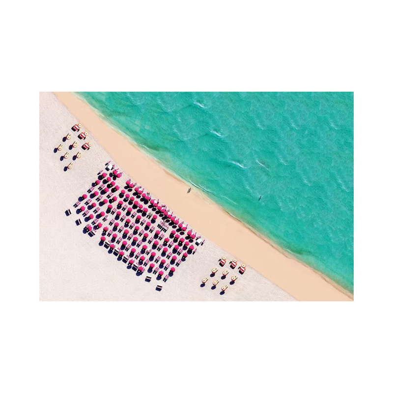 South Beach With Chairs And Umbrella 1 Piece Wall Art on Canvas, 101.6 cm H x 66.04 cm W x 1.91 cm D, Canvas