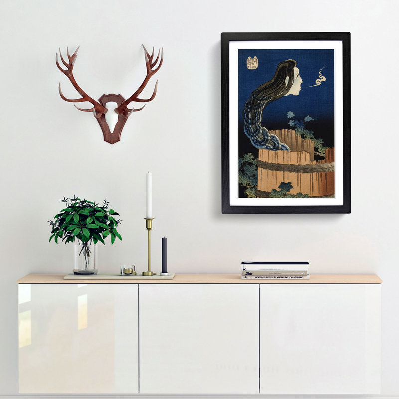 The Plate Mansion by Katsushika Hokusai - Picture Frame Painting Print, Black Framed, 65cm H x 48cm W x 2cm D