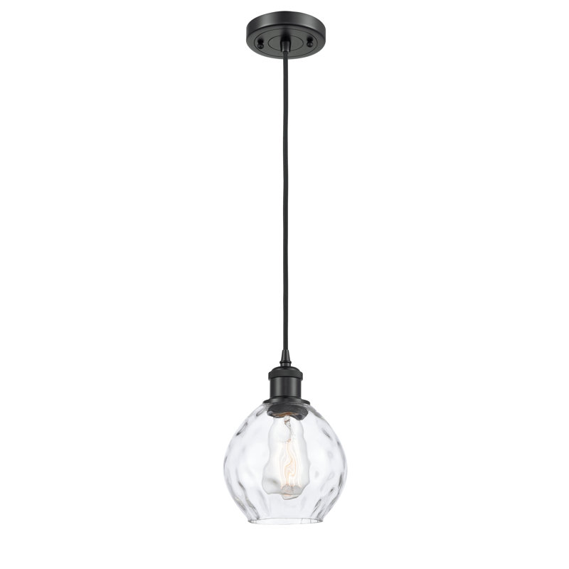 Luminaire suspendu simple à 1 lumière Jaron, Noir mat, Ampoule DEL rétro de 3,5 watts