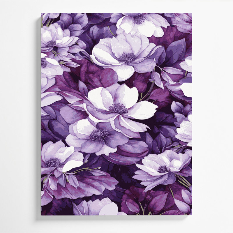 «Watercolor Floral 89», art mural sur toile mauve, H 11 po x l 14 po