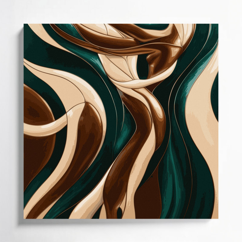 Abstrait art figuratif sur toile vert 46, H 12 po x l 12 po