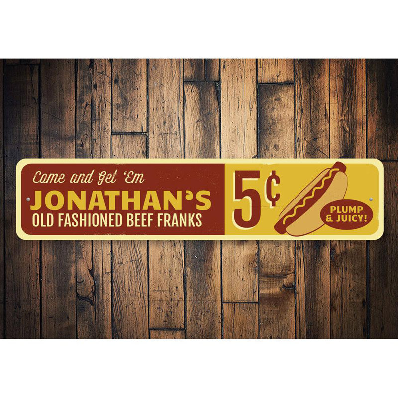 Ancienne enseigne en aluminium Franks, H 4 po x l 18 po x P 0,04 po