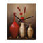 Horloge murale nature morte rouge avec blé et fleurs rouges-99639296