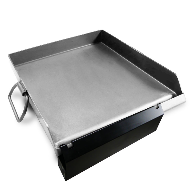Plaque chauffante en acier avec bac à graisse