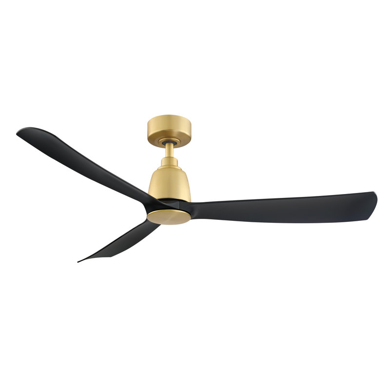 Kute 52 inch Indoor/Outdoor Smart Ceiling Fan with Remote Control - Brushed Satin Brass with Black blades