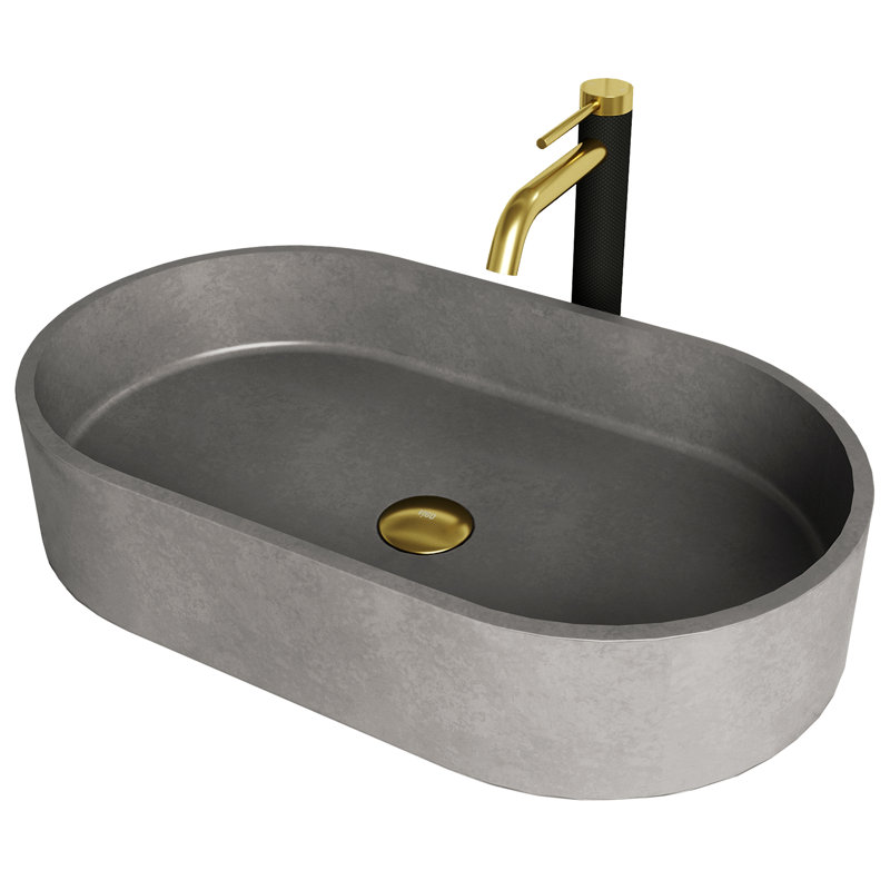 Lavabo de salle de bain vasque ovale en béton avec robinet H 10 po L 24 po x l 14 po x H 5 po BrightonSagrada Gothic